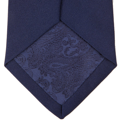 Navy Plain Satin Silk Tie Image 3