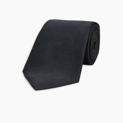 Black Plain Satin Silk Tie Image 4