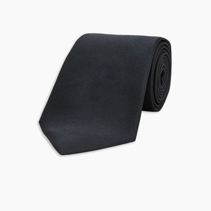 Slim Black Plain Satin Silk Tie Image 4