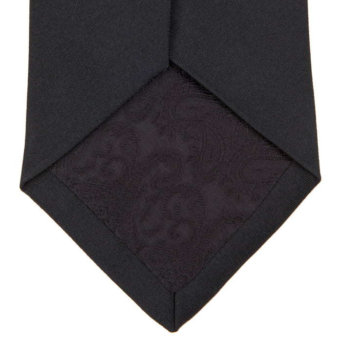 Black Plain Satin Silk Tie Image 3