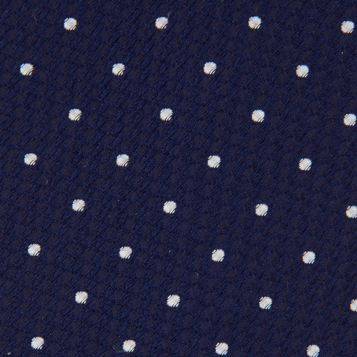 Navy and White Spot Lace Silk Tie Image 2