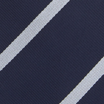 Slim Navy and White Blazer Stripe Repp Silk Tie Image 2