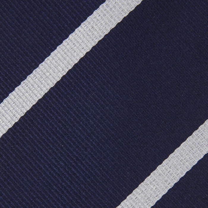 Long Navy and White Blazer Stripe Repp Silk Tie Image 3