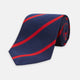 The Navy and Red Blazer Stripe Repp Silk Tie by Turnbull & Asser is a classic accessory, ideal for a timeless schoolboy look or to complement any sharp office shirt.