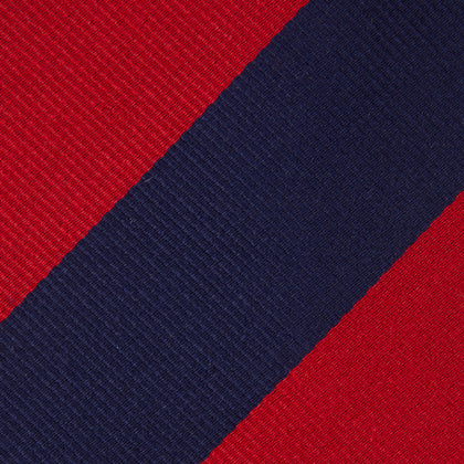 Navy and Red Block Stripe Repp Silk Tie Image 2