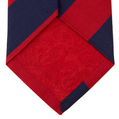 Navy and Red Block Stripe Repp Silk Tie Image 3