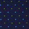 View 3 of product The Turnbull & Asser Navy, Blue & Green Spot Lace Silk Tie features small, evenly spaced blue and green spots—perfect for adding a refined touch to your favorite office shirt.