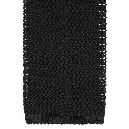 Black Knitted Silk Tie Image 3