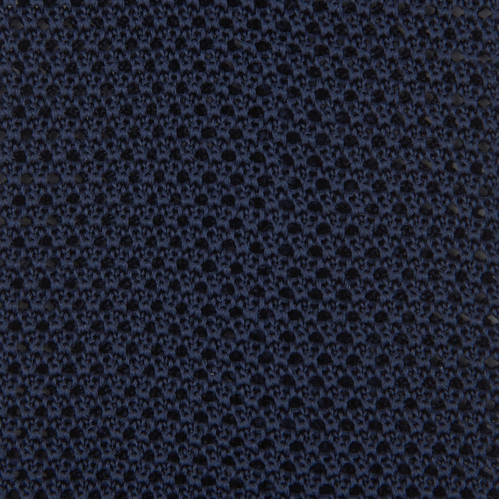 Navy Knitted Silk Tie Image 2