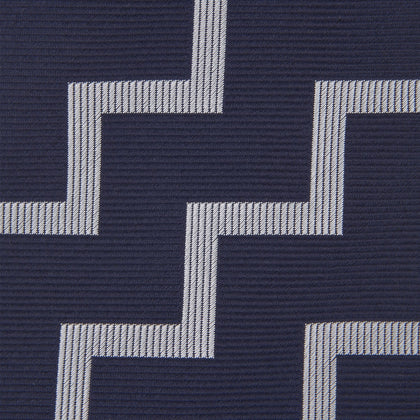 Navy and White Striped Zigzag Silk Tie Image 2