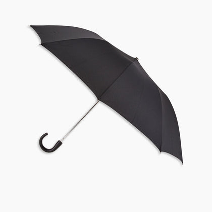 Black Telescopic Umbrella with Black Maple Crook Image 2