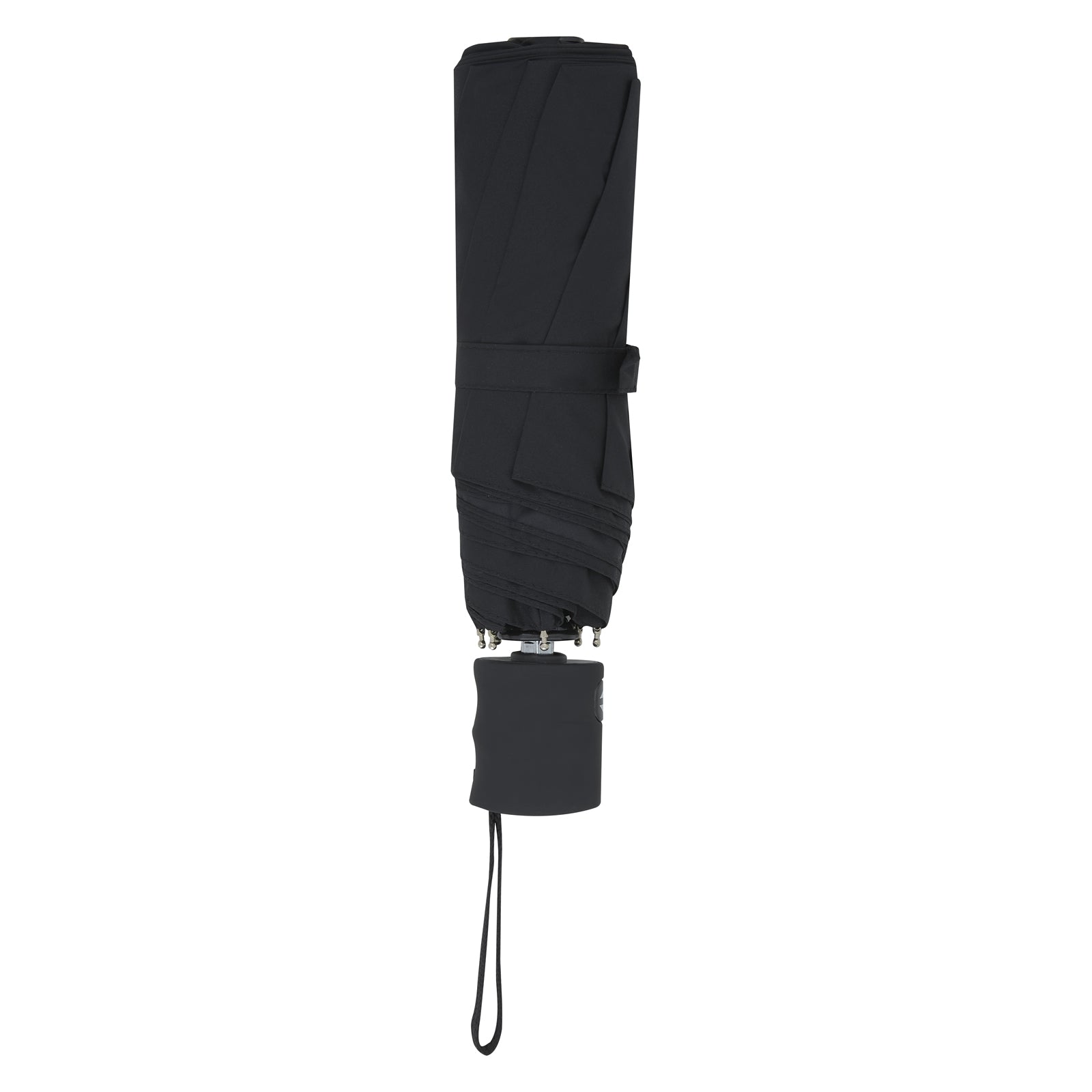 View 2 of product The Turnbull & Asser Black Automatic Telescopic Umbrella features a matte black handle and a sturdy, sleek design.