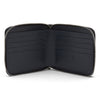 View 2 of product The Turnbull & Asser Black Leather 8 C/C Zipped Wallet, square-shaped with a three-sided zipper closure, is crafted from black leather and displayed against a plain light gray background.