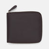 View 1 of product The Turnbull & Asser Violla Leather 8 C/C Zipped Wallet, in dark brown leather with a zipper along the top and side, sits on a plain light background.