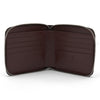 View 2 of product The Violla Leather 8 C/C Zipped Wallet by Turnbull & Asser features a dark brown, square design with multiple card slots and an embossed logo—ideal for everyday use.