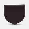 View 1 of product A dark brown Turnbull & Asser Violla Leather Tray Purse coin pouch with curved edges and visible border stitching, displayed on a plain white background for a classic, refined look.