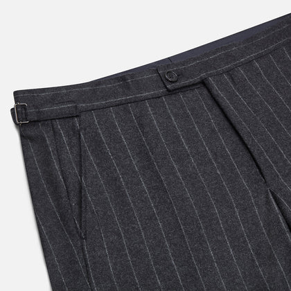 Charcoal Pinstripe Henry Trousers Image 1
