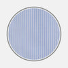 View 1 of product A close-up of Turnbull & Asser’s Light Blue and White Stripe Chambray Fabric shows its vertical pinstripes, captured in a gray-bordered circular frame on a white background.