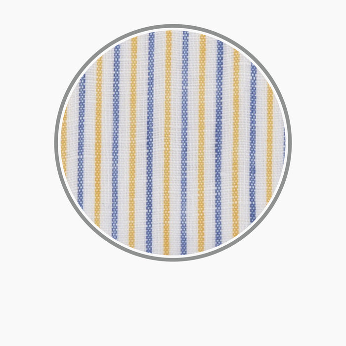 Yellow and Blue Ticking Stripe Linen Fabric Image 2