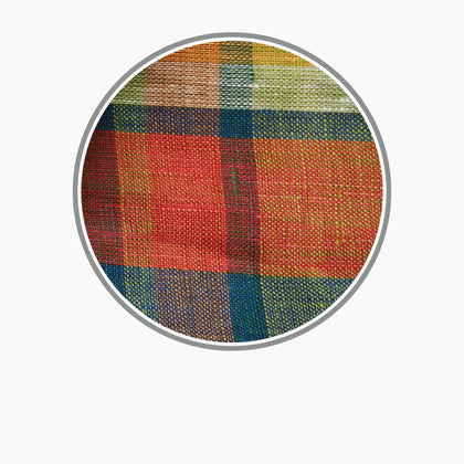 Orange Madras Check Linen Fabric Image 2