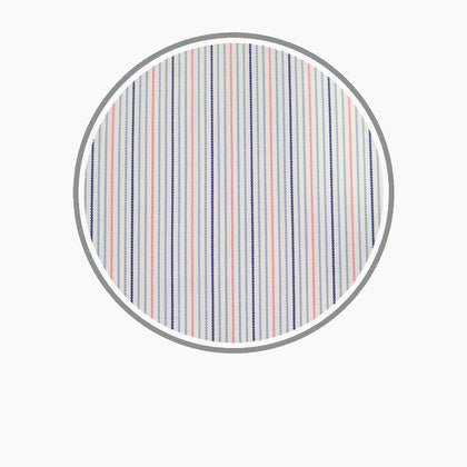 Navy and Pink Fine Stripe Silverline Cotton Fabric Image 2