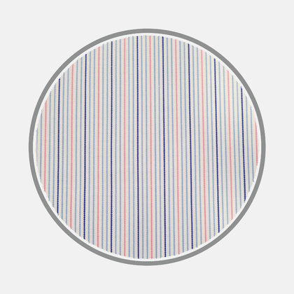 Navy and Pink Fine Stripe Silverline Cotton Fabric Image 1