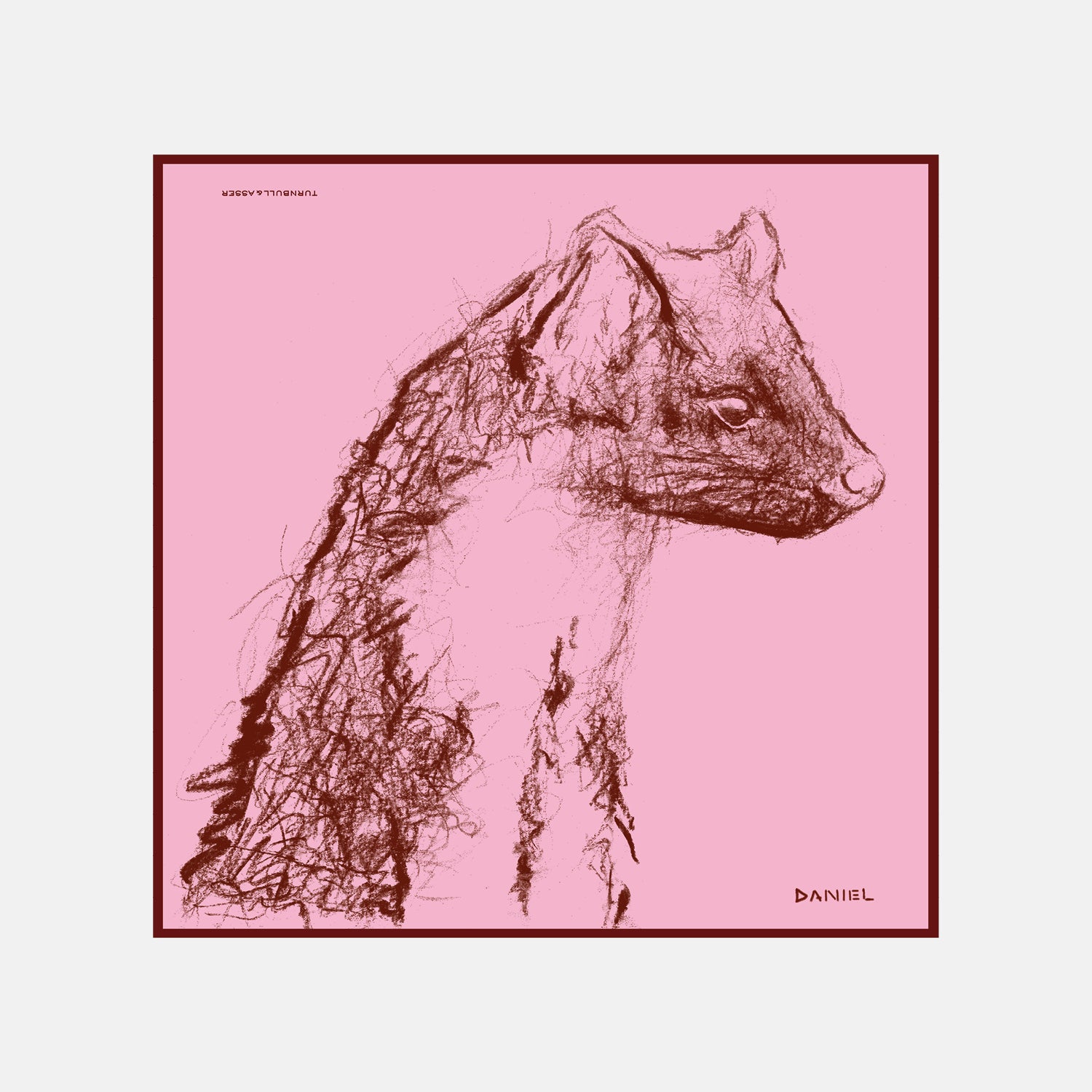 View 1 of product The DANIEL PERKIN PINK PINE MARTIN POCKET SQUARE by Turnbull & Asser features a detailed pine marten illustration, celebrating its elegance and significance in wildlife conservation.