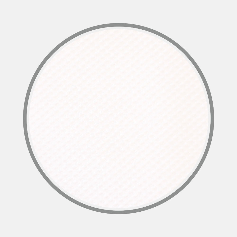 The White Textured Cotton Weave by Turnbull & Asser features a round, white cotton pad with a subtle textured pattern and a thin gray border, displayed on a light gray background.