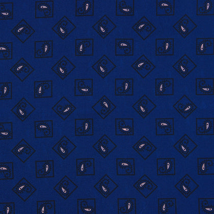 Pink & Navy Double-Faced Paisley Silk Bandana Pocket Square Image 2