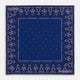 A pink and navy double-faced paisley silk bandana pocket square from Turnbull & Asser, featuring digitally printed designs with brand name in the corner.