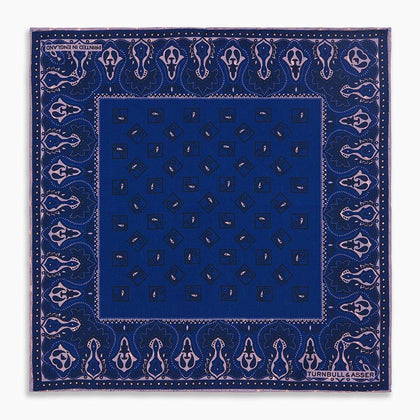 Pink & Navy Double-Faced Paisley Silk Bandana Pocket Square Image 3