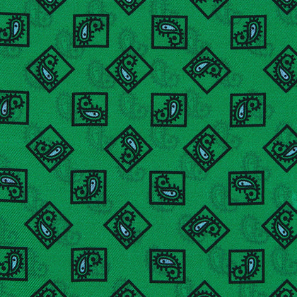 Green & Blue Double-Faced Paisley Silk Bandana Pocket Square Image 2