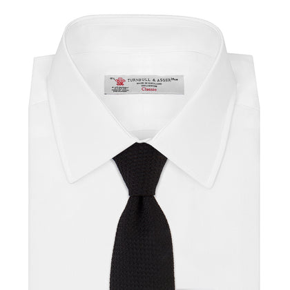 Seven-Fold Black Grenadine Silk Tie Image 1