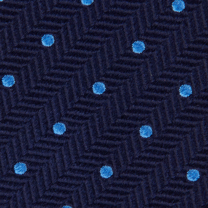 Seven-Fold Navy & Light Blue Spot Herringbone Silk Tie Image 2