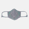 View 1 of product The Turnbull & Asser Exclusive Navy & Green Archive Check Superfine Cotton Commuter Mask features adjustable ear loops with bows and comes with 3 Viroformula™ filters.