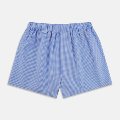 Sky Blue Gingham Check Boxer Shorts