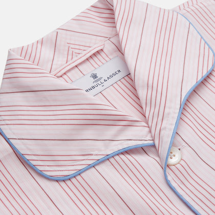 Pink And White Stripe Twill Cotton Pyjama Set Image 1