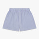 Turnbull & Asser's Blue and Pink Stripe Poplin Cotton Boxer Shorts feature an elastic waistband, loose fit, and thin pink and blue vertical stripes, shown here against a plain white background.