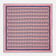 The Pink Dressing Gowns Pocket Square by Turnbull & Asser features a pink base inspired by classic dressing gowns, with black and white illustrated golfers in swinging poses and navy and pink striped borders.