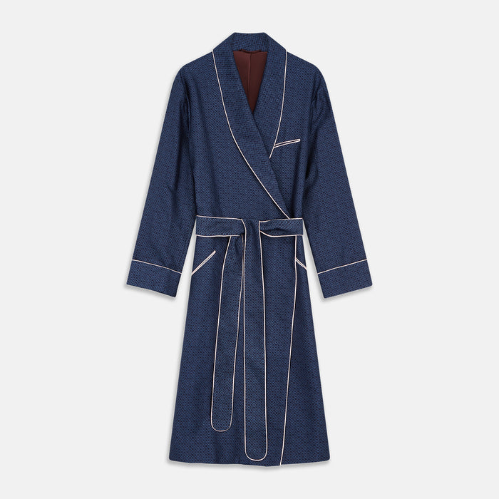 Blue Multi Circle Silk Jacquard Gown