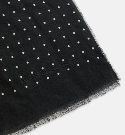 Black & White Spot Superfine Cashmere Scarf Image 1