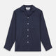 The Turnbull & Asser Holiday Fit Navy Cotton and Cashmere Blend Shirt features 1-button cuffs, a notched collar, and a single chest pocket, shown against a plain white background.
