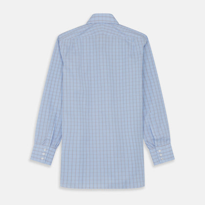 Beige Graph Check Regular Fit Shirt with T&A Collar and 3-Button Cuffs Image 4