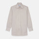The Turnbull & Asser Sand Bengal Stripe Regular Fit Shirt features thin sand stripes, a T&A collar, and 3-button cuffs. Shown laid flat on a white background.