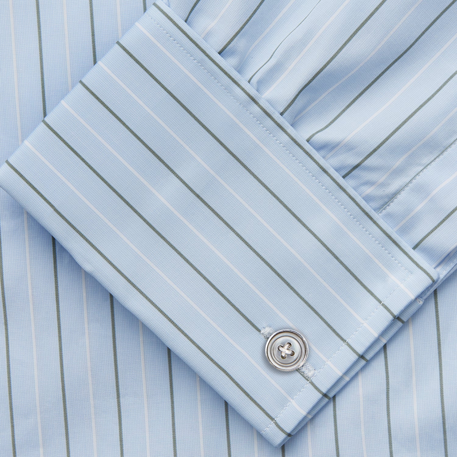 View 3 of product Green Stripe Regular Fit Shirt by Turnbull & Asser, featuring a T&A collar and double cuffs, displayed against a white background.