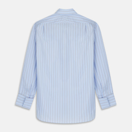 Beige Stripe Regular Fit Shirt with T&A Collar and Double Cuffs Image 4