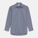 The Turnbull & Asser Navy Check Shirt, featuring a T&A collar and 3-button cuffs, is displayed on a white background.