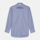 The Turnbull & Asser Blue Check Shirt features a T&A collar, 3-button cuffs, and a tonal blue check pattern in royal cotton twill. This long-sleeved, regular fit shirt is displayed on a white background.