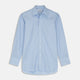 The Turnbull & Asser Pale Blue Check Shirt features a T&A collar, 3-button cuffs, and a subtle tonal check in royal cotton twill. It’s long-sleeved, regular fit, and shown flat on a white background.