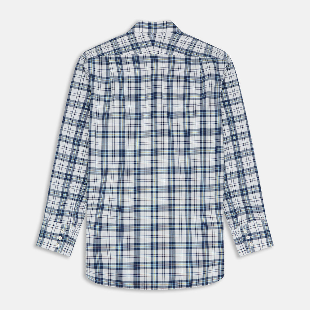 The Turnbull & Asser Blue Check Shirt features a T&A collar and 3-button cuffs, shown laid flat against a white background.